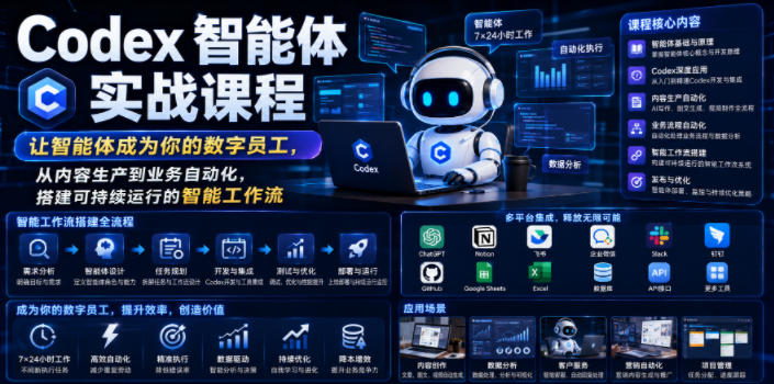 Codex智能体实战课程，让智能体成为你的数字员工，从内容生产到业务自动化，搭建可持续运行的智能工作流-寒山客