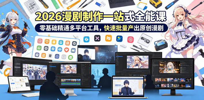 2026 AI漫剧制作一站式全能课,零基础精通多平台工具,快速批量产出原创漫剧-寒山客