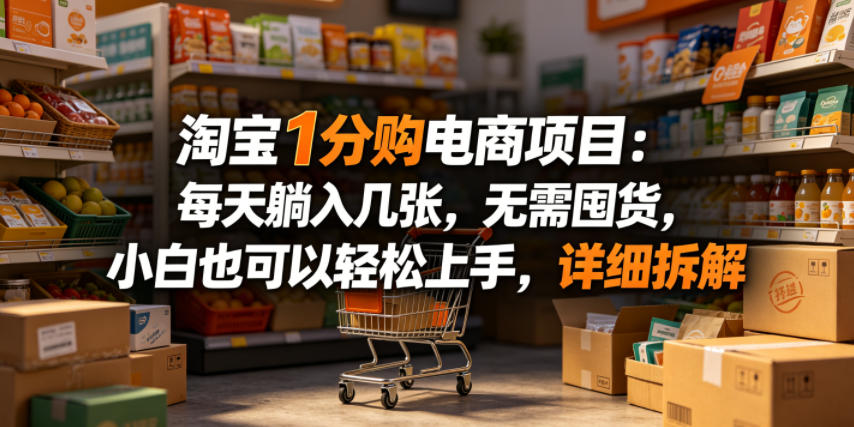 淘宝1分购电商项目：每天躺入几张，无需囤货，小白也可以轻松上手，详细拆解-小创项目网
