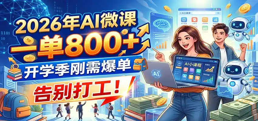 2026年AI微课,一单800+,开学季刚需爆单,告别打工!-小创项目网
