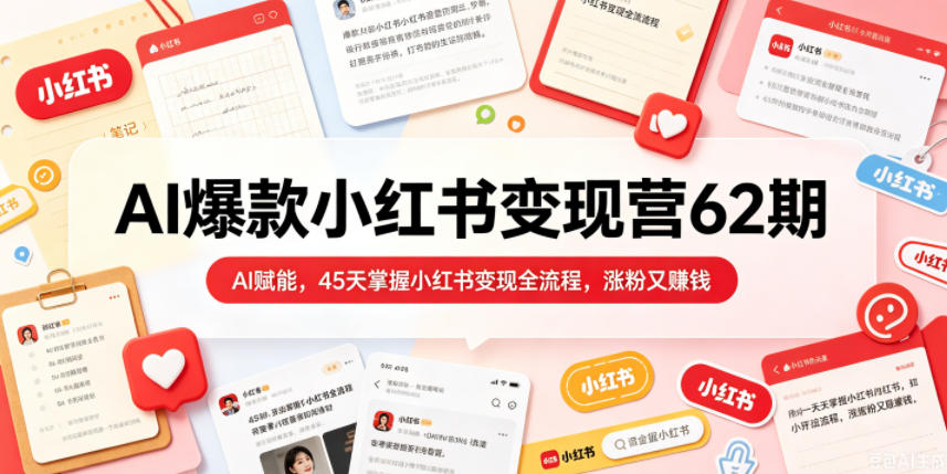 AI爆款小红书变现营62期2026年5月，AI赋能，45天掌握小红书变现全流程，涨粉又賺钱-小创项目网