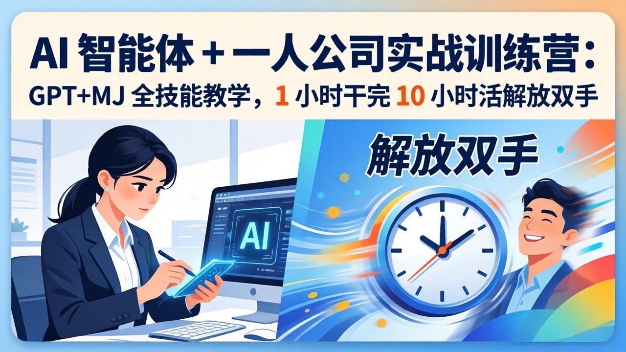AI 智能体 + 一人公司实战训练营：GPT+MJ 全技能教学，1 小时干完 10 小时活解放双手-小创项目网