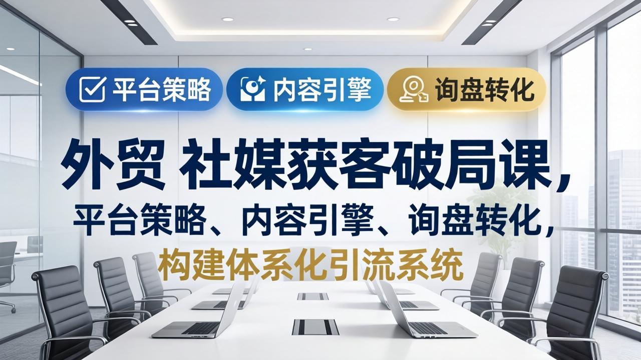 外贸 社媒获客破局课，平台策略、内容引擎、询盘转化，构建体系化引流系统(更新26年3月-小创项目网