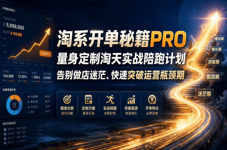 淘系开单秘籍PRO，量身定制淘天实战陪跑计划，告别做店迷茫、快速突破运营瓶颈期(2026年6月22日)-小创项目网