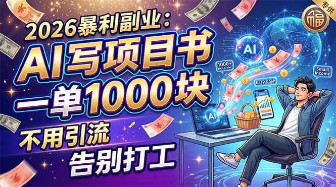 2026暴利副业：AI 写项目书，一单 1000 块，不用引流，告别打工-小创项目网