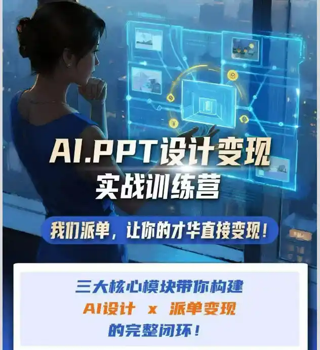 AI+PPT设计变现实战训练营，我们派单，让你的才华直接变现，三大核心模块带你构建Al设计x派单变现的完整闭环-小创项目网