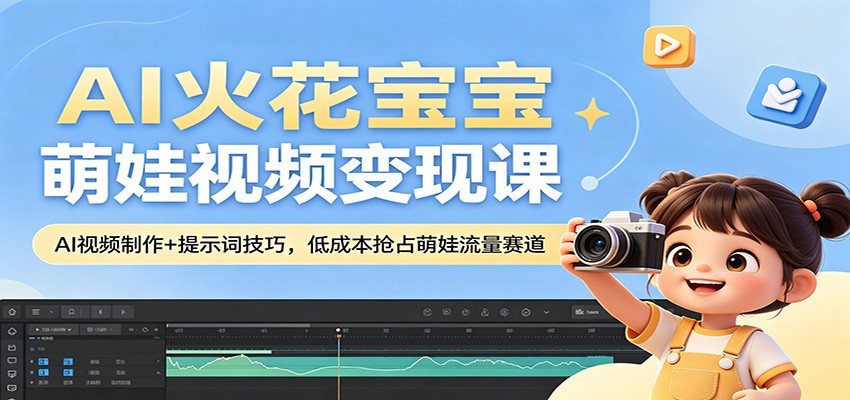 AI火花宝宝萌娃视频变现课：AI视频制作+提示词技巧，低成本抢占萌娃流量赛道-小创项目网