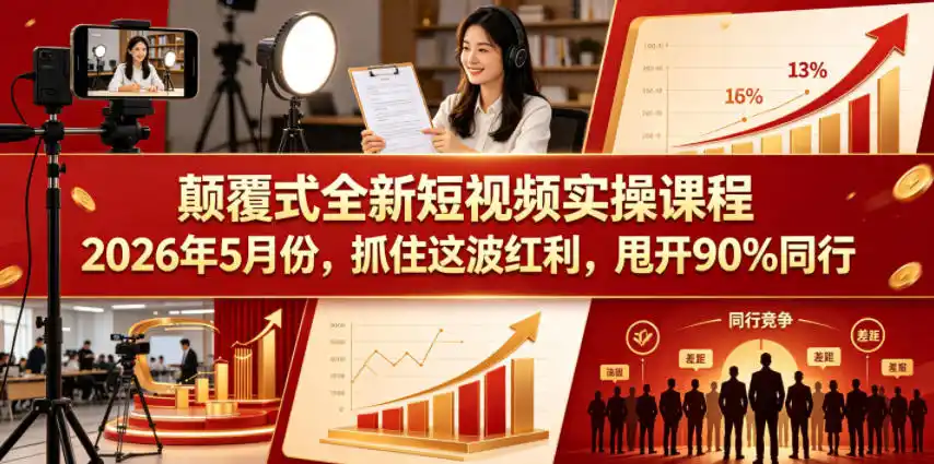 颠覆式全新短视频实操课程，抓住这波红利，甩开90%同行(更新2026年9月份)-寒山客