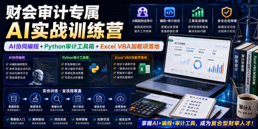 财会审计专属AI实战训练营｜AI协同编程+Python审计工具箱+Excel VBA加载项落地-寒山客