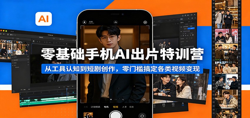 零基础手机AI出片特训营：从工具认知到短剧创作，零门槛搞定各类视频变现-小创项目网