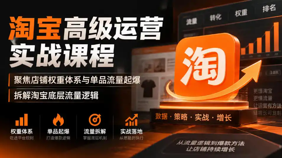 淘宝高级运营实战课程，聚焦店铺权重体系与单品流量起爆，拆解淘宝底层流量逻辑-小创项目网