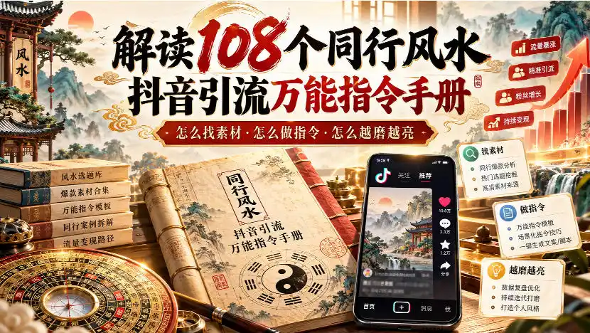 解读108个同行风水抖音引流万能指令手册，怎么找素材·怎么做指令·怎么越磨越亮【文档】-寒山客
