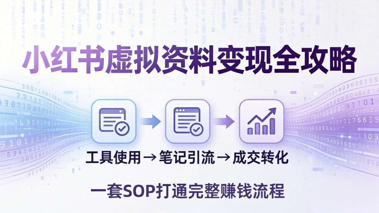 小红书虚拟资料变现全攻略：从工具使用到笔记引流成交，一套 SOP 打通完整赚钱流程-小创项目网