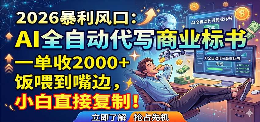 AI全自动代写商业标书，一单收2000+，饭喂到嘴边，小白直接复制-小创项目网