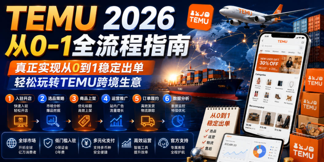 TEMU 2026从0-1全流程指南，真正实现从0到1稳定出单，轻松玩转TEMU跨境生意-寒山客