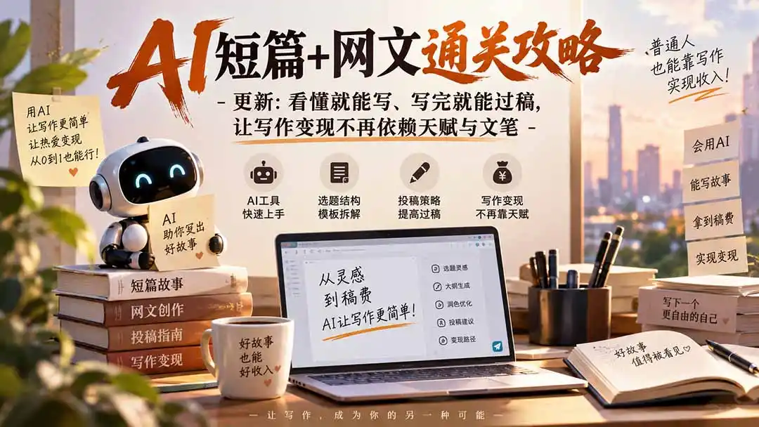 AI短篇+网文通关攻略-更新0921：看懂就能写、写完就能过稿，让写作变现不再依赖天赋与文笔-寒山客