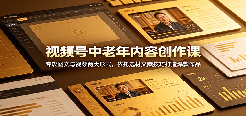 视频号中老年内容创作课：专攻图文与视频两大形式，依托选材文案技巧打造爆款作品-寒山客