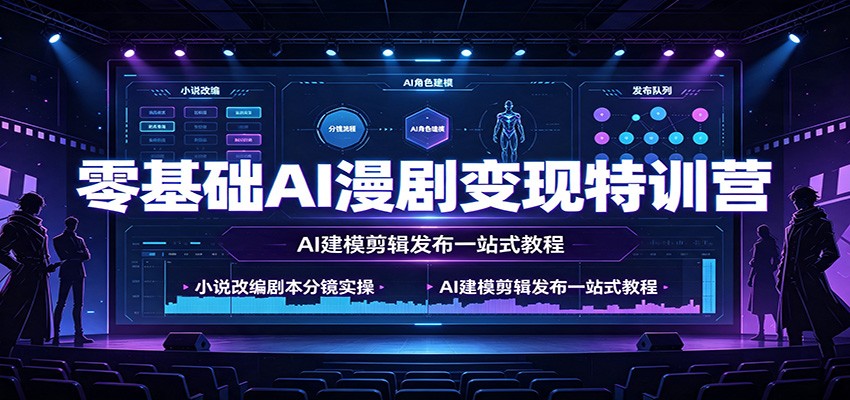 零基础AI漫剧变现特训营：小说改编剧本分镜实操，AI建模剪辑发布一站式教程-寒山客