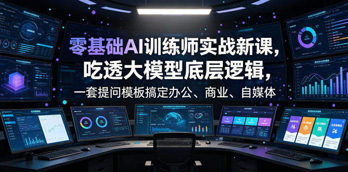 零基础AI训练师实战课，吃透大模型底层逻辑，一套提问模板搞定办公、商业、自媒体、设计、生活全场景AI落地应用-寒山客