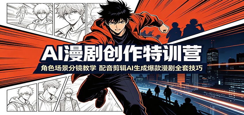AI漫剧创作特训营：角色场景分镜教学，配音剪辑AI生成爆款漫剧全套技巧-小创项目网
