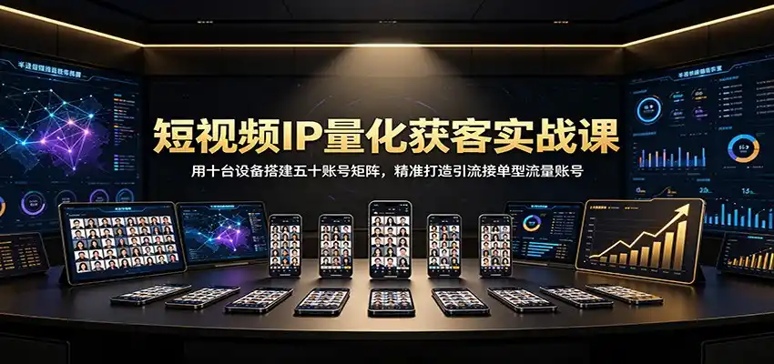 短视频IP量化获客实战课：用十台设备搭建五十账号矩阵，精准打造引流接单型流量账号-小创项目网