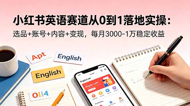 小红书英语赛道从0到1落地实操：选品+账号+内容+变现，每月3000-1万稳定收益-寒山客