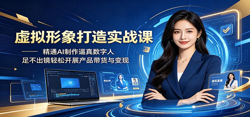 虚拟形象打造实战课：精通AI制作逼真数字人，足不出镜轻松开展产品带货与变现-寒山客