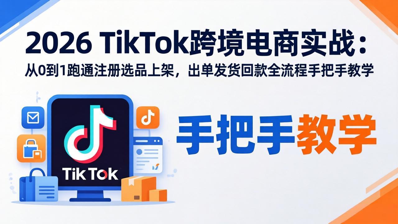2026TikTok跨境电商实战：从0到1跑通注册选品上架，出单发货回款全流程手把手教学-小创项目网