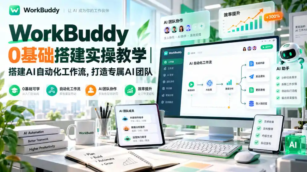 WorkBuddy 0基础搭建实操教学｜搭建AI自动化工作流，打造专属AI团队-小创项目网