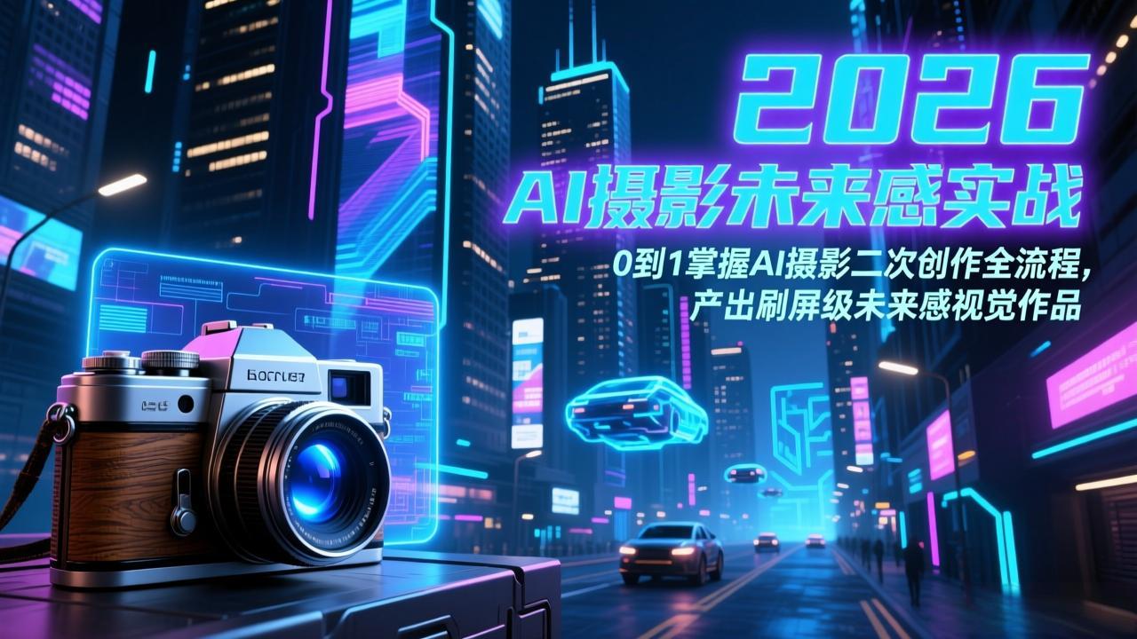 2026 AI摄影未来感实战：0到1掌握AI摄影二次创作全流程，产出刷屏级未来感视觉作品-小创项目网