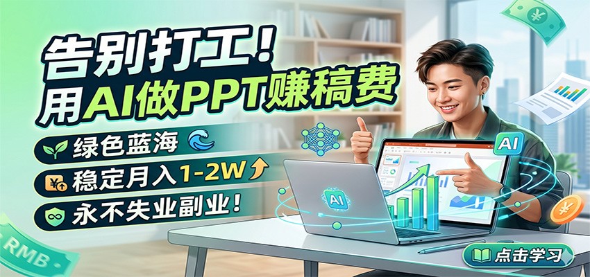 告别打工！用AI做PPT赚稿费，绿色蓝海，稳定月入1-2W，永不失业副业！-小创项目网
