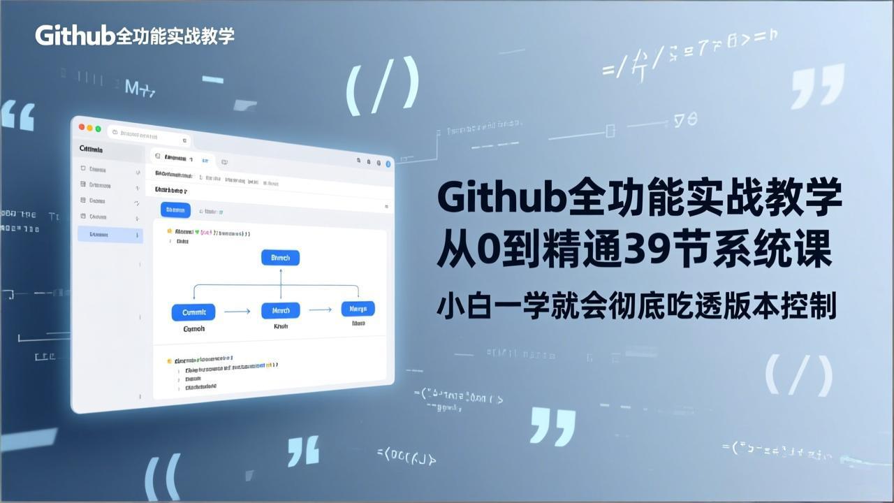 GitHub-全功能实战教学，从0到精通39节系统课，小白一学就会彻底吃透版本控制-小创项目网