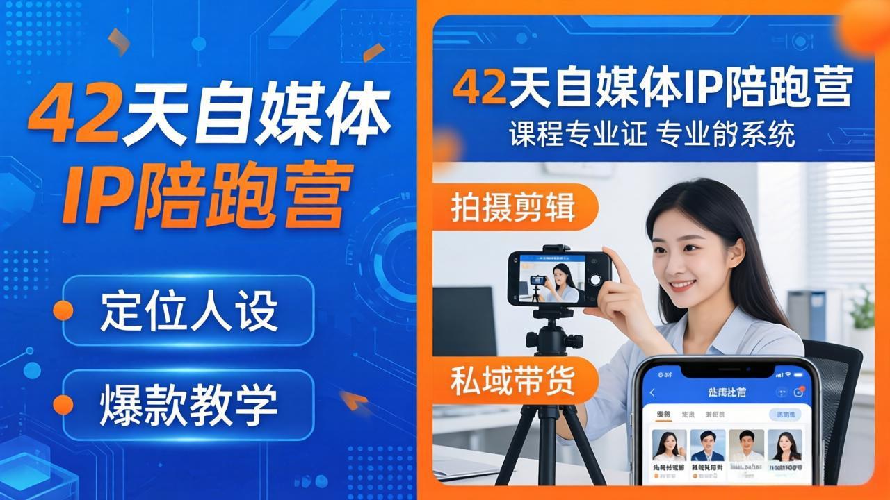 42天自媒体IP陪跑营-26年4月19更新：定位人设爆款全教学，拍摄剪辑私域带货一站式落地-小创项目网