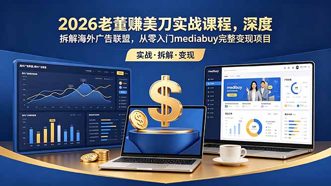 2026老董赚美刀实战课程，深度拆解海外广告联盟，从零入门mediabuy完整变现项目-寒山客