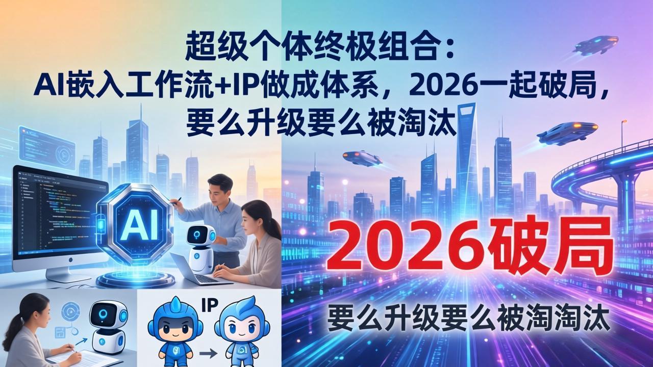 超级个体终极组合：AI嵌入工作流+IP做成体系，2026一起破局，要么升级要么被淘汰-小创项目网