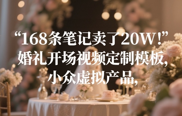 168条笔记卖了20W！婚礼开场视频定制模板，小众虚拟产品-小创项目网