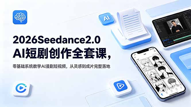 2026Seedance2.0AI短剧创作全套课，零基础系统教学AI漫剧短视频，从灵感到成片完整落地-寒山客