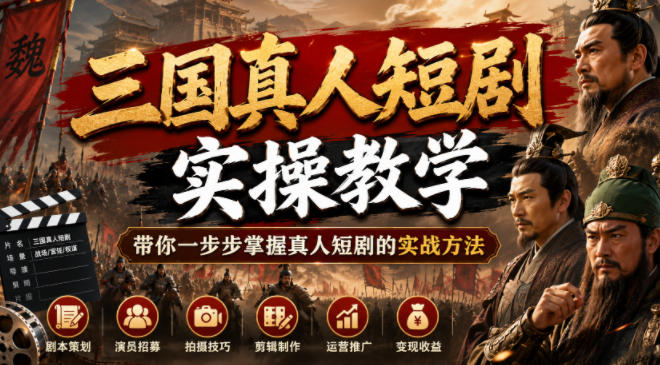 三国真人短剧实操教学，带你一步步掌握真人短剧的实战方法-小创项目网