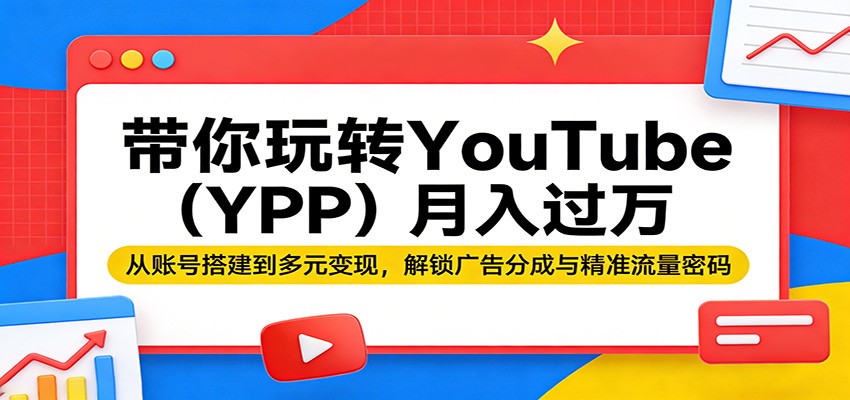 带你玩转YouTube(YPP)月入过万：从账号搭建到多元变现，解锁广告分成与精准流量密码-小创项目网