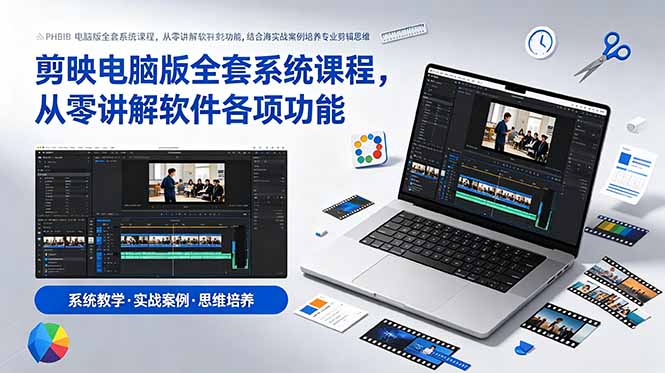 剪映电脑版全套系统课程,从零讲解软件各项功能,结合海量实战案例培养专业剪辑思维-寒山客