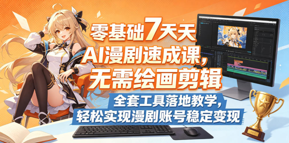 零基础7天AI漫剧速成课，无需绘画剪辑，全套工具落地教学，轻松实现漫剧账号稳定变现-小创项目网