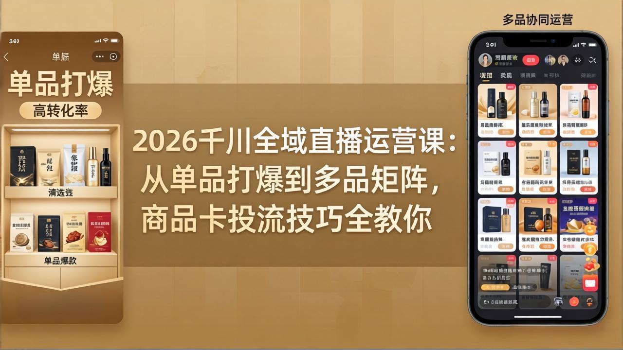 2026千川全域直播运营课：从单品打爆到多品矩阵，商品卡投流技巧全教你-小创项目网