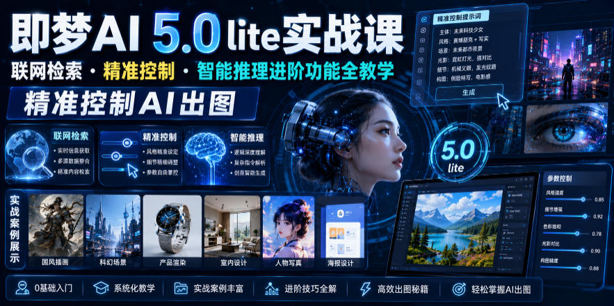 即梦AI 5.0 lite实战课，联网检索・精准控制・智能推理进阶功能全教学，精准控制AI出图-寒山客