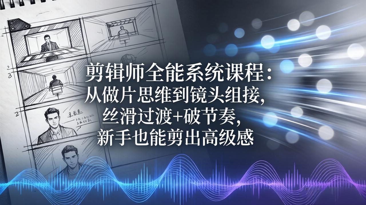 剪辑师全能系统课程：从做片思维到镜头组接，丝滑过渡+破节奏，新手也能剪出高级感-小创项目网