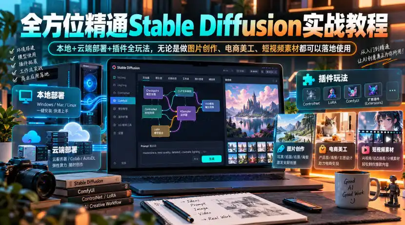 全方位精通Stable Diffusion实战教程｜本地+云端部署+插件全玩法，无论是做图片创作、电商美工、短视频素材都可以落地使用-小创项目网