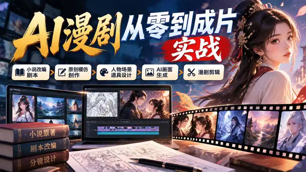 AI漫剧从零到成片实战：小说改编剧本、原创模仿创作、人物场景道具设计、AI画面生成与漫剧剪辑-小创项目网