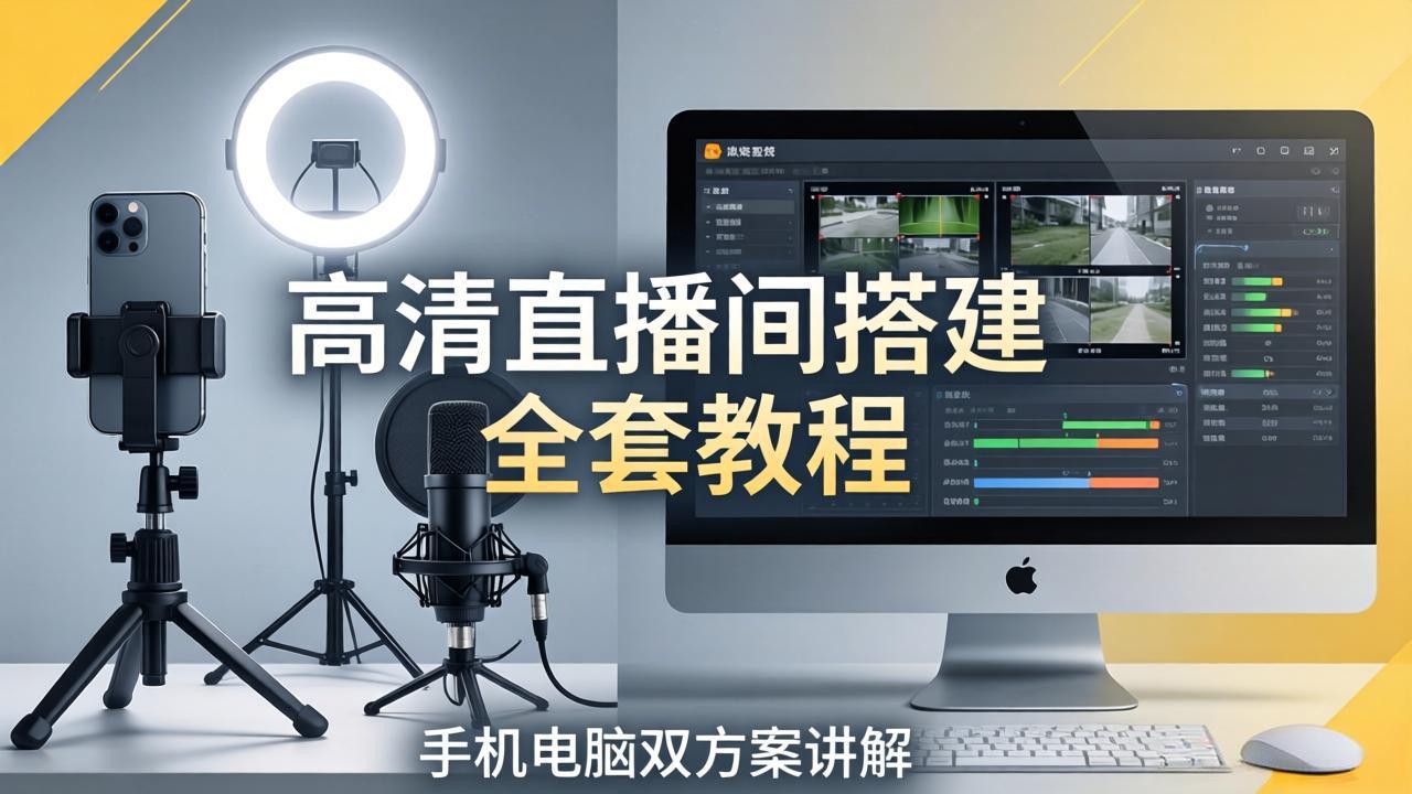 高清直播间搭建全套教程，手机电脑双方案讲解，设备选型调试多机位实操教学-小创项目网