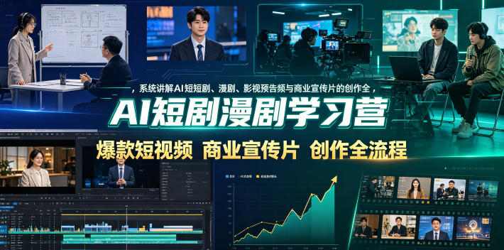 AI短剧漫剧学习营，系统讲解AI短剧、漫剧、影视预告片、爆款短视频与商业宣传片的创作全流程-寒山客