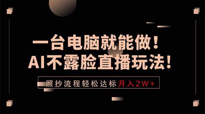 一台电脑就能做！AI不露脸直播玩法，照抄流程轻松达标月入2W+-小创项目网