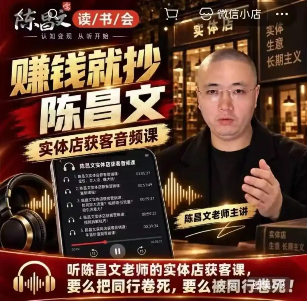 陈昌文·实体店营销获客，独家整理笔记7万字，教实体店老板获取客源，放大门店流量(音频+文档)-小创项目网